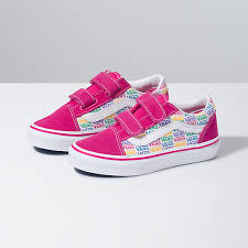 Vans off the wall crew kids girls white pink cotton ribs socks otw h3qyl7 a182e. Kids Rainbow Vans Old Skool V Shop Kids Shoes At Vans