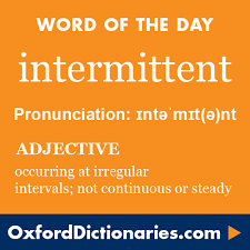 Intermittent Definition Of Intermittent In English From The Oxford Dictionary Vocabulary Words Words Writing Words