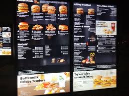It used to be breakfast served between 6 and 10:30 am, but many locations, while open 24 hours will close the dining area at 11pm and become drive thru only from 11 pm to 5 am. Menu Board At Mcdonald S Drive Thru Picture Of Mcdonald S Branson Tripadvisor
