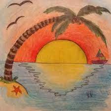 Sunset sun landscape sky nature forest mountain summer space sunrise. How To Draw An Easy Sunset Step By Step Drawing Guide By Dauntlesskat13 Dragoart Com