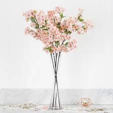 4 Bushes 40 Tall Silk Artificial Flowers Faux Cherry Blossoms Branches Blush Rose Gold In 2021 Artificial Flowers Cherry Blossom Wedding Centerpieces Cherry Blossom Branch
