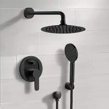 Matte Black Shower Set With Rain Shower Head And Hand Shower Black Shower Rain Shower Head Shower Systems
