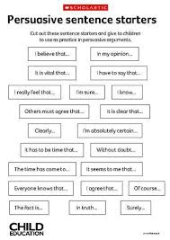 Persuasive Sentence Starters Primary Ks2 Teaching Resource Persuasive Writing Writing Lessons Teaching Writing