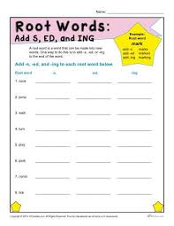 A root word holds the most basic meaning of any word. Printable Root Words Worksheets Add S Ed And Ing Root Words Financial Literacy Worksheets Suffixes Worksheets