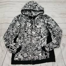 Black And White Striped Zip Up Hoodie Rvca Black White Graffiti Graphic Zip Up Hoodie Sweatshirt Hamburger Art Mens Xl Rvca Hoodie Black And White Graffiti Sweatshirts Hoodie Sweatshirts