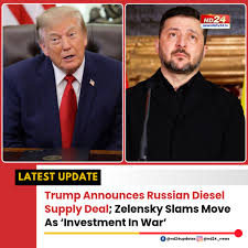 US President Donald Trump has announced an agreement with Russian President  Vladimir Putin for Moscow to supply diesel to the United States and global  markets, claiming the move will help bring down
