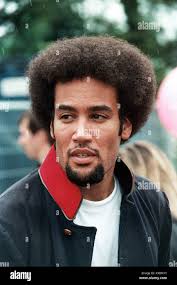 American singer-songwriter Ben Harper backstage at the Glastonbury Festival  1998, Somerset, England, United Kingdom Stock Photo