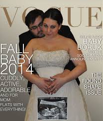Her dark hair is swept into a chic, slick updo. Kim Kardashian And Kanye West Vogue Magazine Cover Parody Couple Announce Baby News In Spoof Huffpost Uk Parents