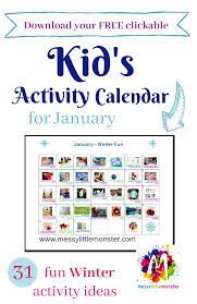 Easy Winter Craft And Activity Ideas For Kids A Winter Themed Clickable Activity Calendar For Ja Fun Activities For Kids Winter Activities Easy Winter Crafts
