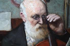 Carey Morrisportrait Of A Cellist British 1925 Musical Art Oil Painting  Wandering Minstrelcirca 1925