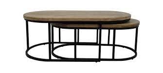 Espresso large oval glass coffee table with shelf. 2 Piece Oval Coffee Table Set City 120x60 Cm Mango Wood Iron Coffee Side Tables Henk Schram Meubelen