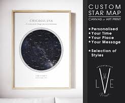 personalised star map print night sky print star chart poster