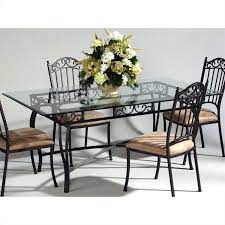 Wrought iron folding garden patio table & chair set. Chintaly Rectangular Glass Top Wrought Iron Dining Table In Antique Taupe Walmart Com Walmart Com
