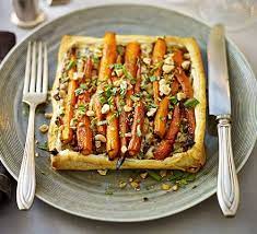 Golden Glazed Carrot Mushroom Hazelnut Tart Recipe Vegetarian Christmas Recipes Vegetarian Christmas Vegetarian Main Course