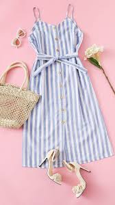 Black And White Vertical Striped Dress Outfit Button Front Vertical Stripe Cami Dress Vestidos Estilosos Looks Vintage Femininos Looks Vestidos