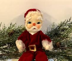 Vintage Christmas Santa Red Velvet Suit Posable Santa Doll Etsy In 2020 Vintage Christmas Red Velvet Suit Santa Doll