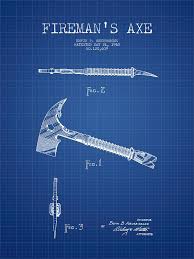 Fireman Axe Patent Drawing From 1940 Blueprint By Aged Pixel Patent Drawing Blueprints Fireman