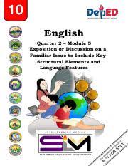 1 do/ does sam like english? English 10 Quarter 2 Module 5 F 10 English Quarter 2 U2013 Module 5 Exposition Or Discussion On A Familiar Issue To Include Key Structural Elements Course Hero