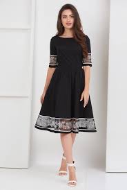 Floral Embellished Tulle Trim Cotton Poplin Dress Western Dresses Fashion Dresses Office Dresses For Women