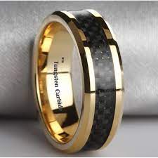 Black Tungsten And Gold Mens Wedding Bands Mens Gold Wedding Band Mens Wedding Rings Wedding Ring Bands