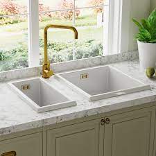 Cream ceramic kitchen sink are very essential for every type of kitchen and can be used for countless numbers of purposes starting from cleaning the broad collection of cream ceramic kitchen sink at alibaba.com is available in distinct shapes, sizes, designs and material quality for you to choose from. Astini Hampton 50 0 5 Bowl White Ceramic Undermount Kitchen Sink Gold Waste Kitchen From Taps Uk
