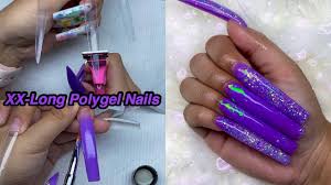Diy nail looks that wow! Doing Extra Long Glitter Polygel Nails Testing A Saviland Rainbow Kit Nail Tutorial Youtube