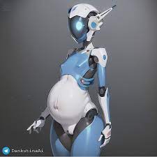 ai generated belly big ass big belly blue body dankutina ai  female flat chest humanoid multicolored body no face nude pregnant pussy robot  robot girl simple background small breasts