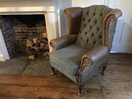 Chesterfield Queen Anne Wing Back Chair In Harris Tweed And Etsy Wing Chair Upholstery Leather Wingback Chair Classic Wing Chair
