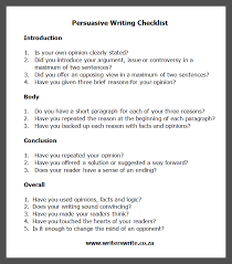Persuasive Writing Checklist Persuasive Writing Writing Checklist Persuasive Writing Examples