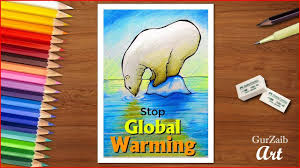 How To Draw Global Warming Poster For School Students Very Easy Step Global Warming Drawing Global Warming Poster Global Warming Project
