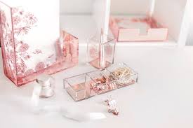 Rose Gold Desk Organizer Set Etsy In 2020 Desk Organizer Set Gold Desk Desk Organization