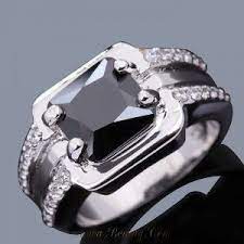 Cincin Pria Black Sapphire Sintesis Ukuran Cincin Ring 8 Cincin Pria Cincin Perak