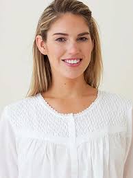 Jacaranda Living Liz White Cotton Nightgown, Smocking & Lace