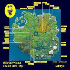 Every fortnite player knows that there are five types of weapon rarities in the game. Map Of 27 Weapon Upgrade Bench Locations Fortnitebr