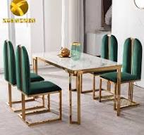 Juegos de muebles de comedor de metal, juego de mesa de comedor de mármol  de fábrica, 6 sillas, mesas de comedor de lujo modernas verdes a la venta  ...