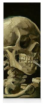Deze handgeschilderde olieverfreproducties zijn vervaardigd voor klanten van budgetschilderij. Head Of A Skeleton With A Burning Cigarette Yoga Mat For Sale By Vincent Van Gogh