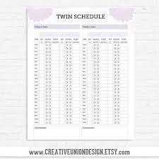 Instant Download Twin Feeding Schedule Baby Feeding Schedule For Twins Us A4 Sizes Included Print At Home