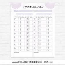 instant download twin feeding schedule baby feeding schedule for twins us a4 sizes included print at home