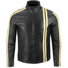 Black Leather Jacket Clickndship Fast Shipping Free Returns In 2021 Striped Leather Jacket Leather Jacket Real Leather Jacket