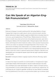 Résumé (of something) a short summary or account of something. Pdf Can We Speak Of An Algerian English Pronunciation