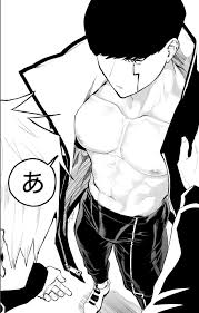 mash burnedead, rayne ames, mashle, highres, translation request, 2boys,  abs, bara, bare pectorals, coat, facial mark, greyscale, large pectorals,  male focus, mash0611omom, monochrome, multiple boys, muscular, muscular  male, navel, nipples, open clothes,