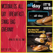 Mcdonald S All Day Breakfast Swag Bag Giveaway Us Only Swag Bag Mcdonalds Breakfast Mcdonalds
