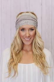 White Bird With Long Hair On Head Gray Jersey Lace Headband Head Wrap With White Lace Trim Wide Hair Covering Hair Cover Long Hair Styles Hair Styles