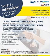 Loker jabodetabek di jakarta pusat | 6 jun 2021 #4. Lowongan Kerja Wom Finance Oktober 2019