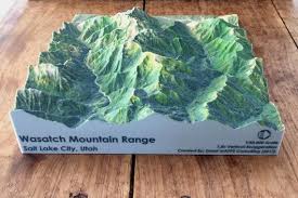 Wasatch Range Utah 3d Printed Topographic Map 3d Topo Map Etsy In 2020 Relief Map Landscape Model Topo Map