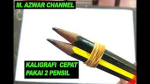 Keren Cara Membuat Kaligrafi 2 Pensil Youtube