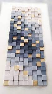 Wall Art Wooden Wall Decor Wood Wall Sculpture Rustic Wooden Mosaic Modern Wood Art Wall Hanging 3d Wall Art Gray And Gold Abstract Wood Wall Sculpture Wood Wall Hanging Art Wooden