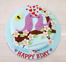 Birthday Cake Heart Shape For Husband Love Birds Theme Designer Cake For Husbands Birthday Cake By Sweet Mantra Customized 3d Cakes Desi Cake For Husband Birthday Cake For Husband Cake Designs