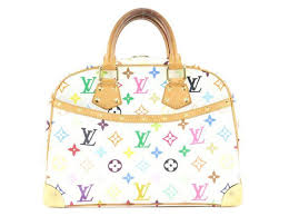 Braunes louis vuitton logo, luxus tasche mode, versace, zubehör, arm png. Louis Vuitton Weisse Monogramm Multicolor Blanc Deauville Bowler Bag Leder Ref 298026 Joli Closet