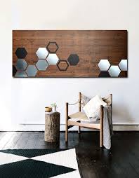Modern Wood Metal Wall Art Handcrafted In South Florida Mod Honeycomb Size 48x20 With Walnut Wood Geometric Wall Art Wood Wall Art Wood Wall Art Decor